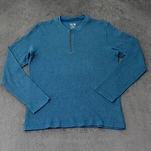 Mountain Hardwear Fallon Thermal Henley Shirt Mens M Blue Long Sleeve Pullover